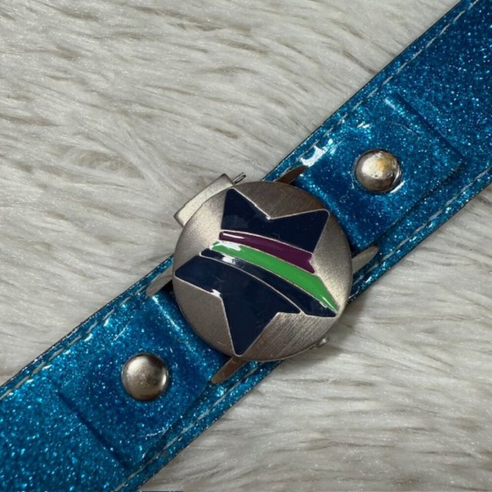 Turquoise Shimmer Blue Star Covered Face Watch